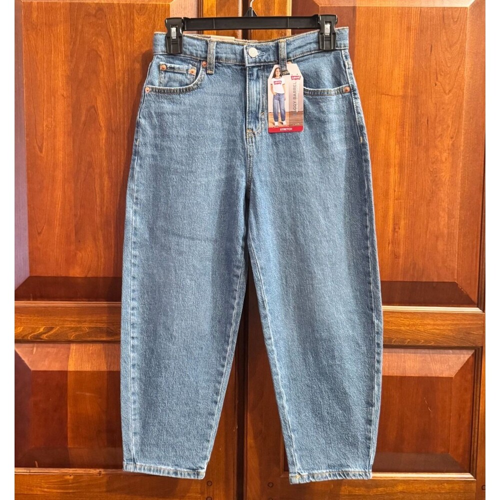 Levi's Girls Baggy Barrel Jeans Size 10 Reg High Rise Stretch 26x21 NWT